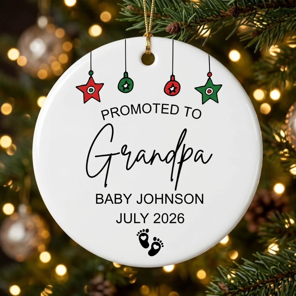 promoted to grandpa new grandpa personalized ornament tree