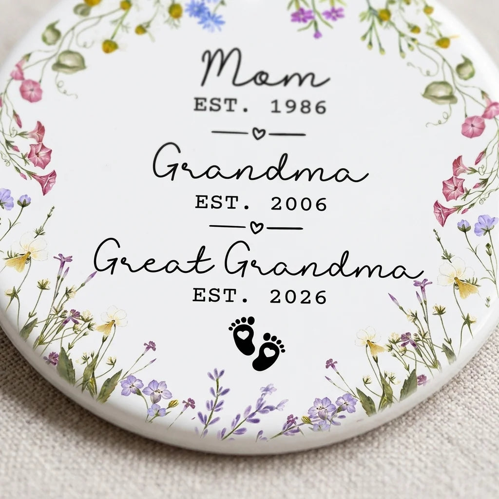 promoted to great grandma personalized ornament detail