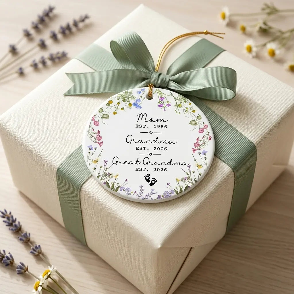promoted to great grandma personalized ornament gift