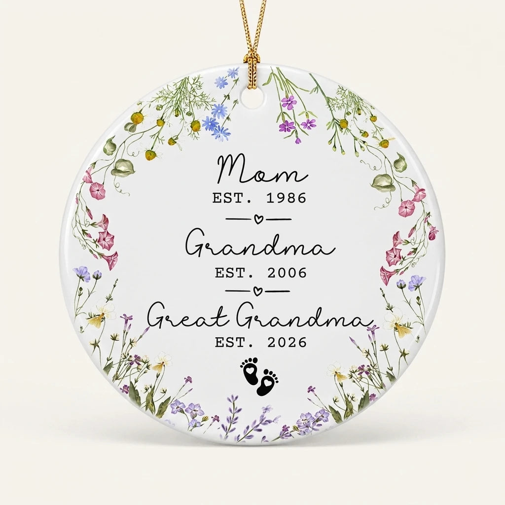 promoted to great grandma personalized ornament hero