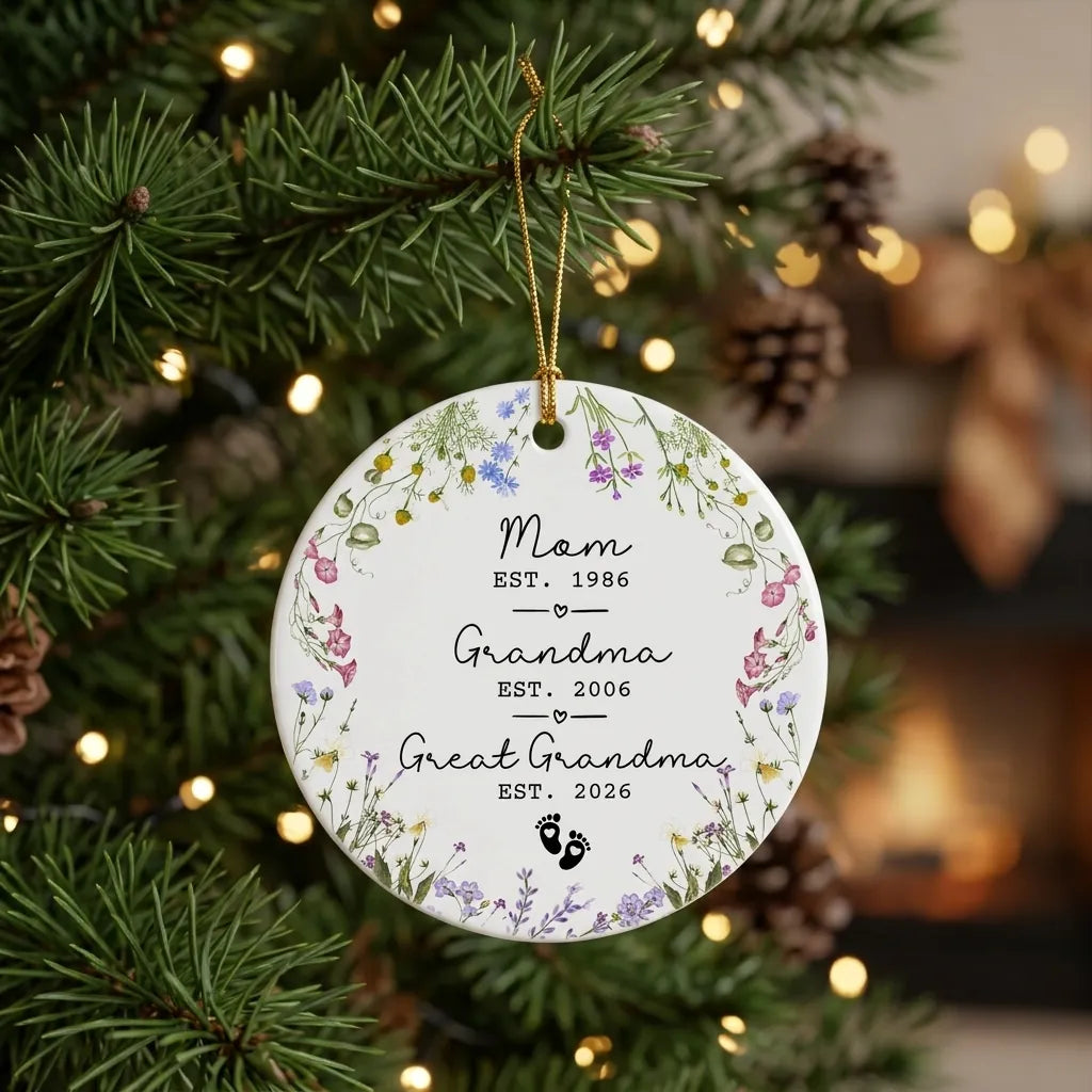 promoted to great grandma personalized ornament tree