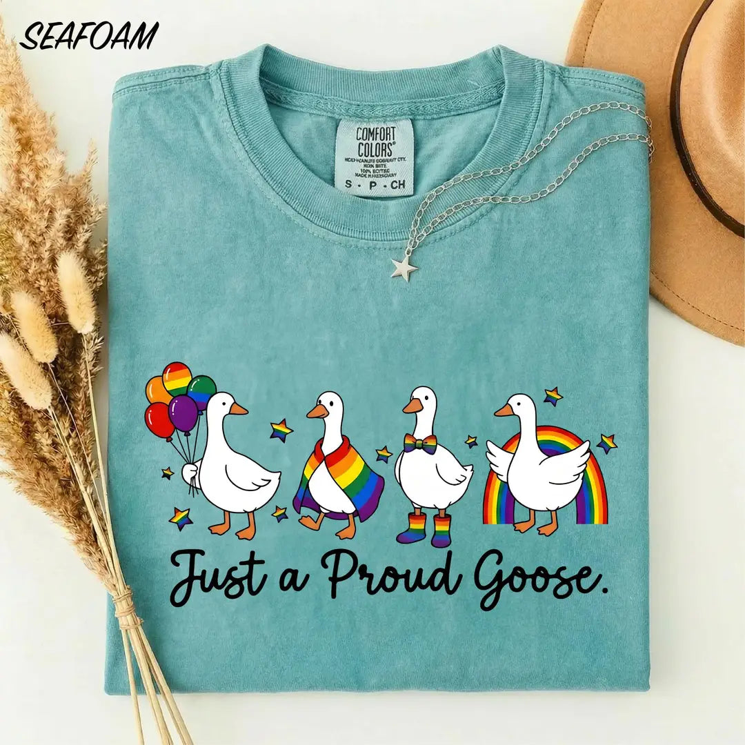 Proud Goose Rainbow graphic Comfort Colors T-shirt, additional product photograph.