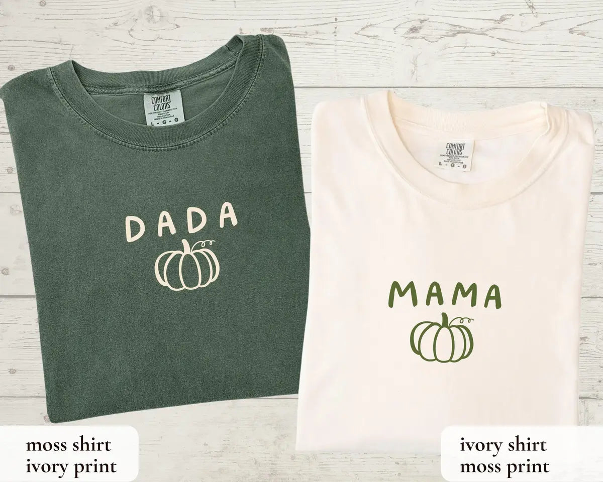 Pumpkin Birthday Family Shirts graphic Comfort Colors T-shirt in Ivory, additional product photograph.