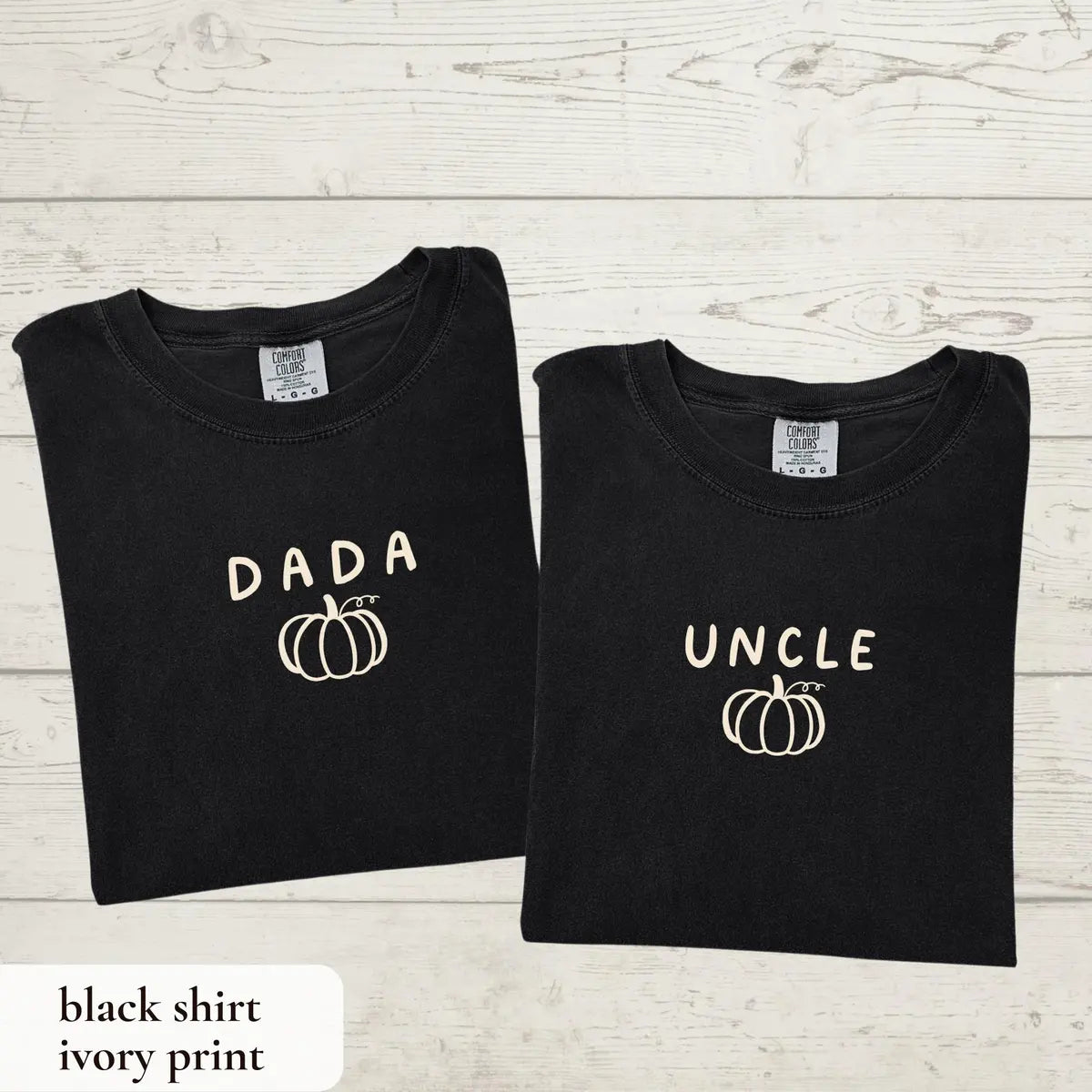 Pumpkin Birthday Family Shirts graphic Comfort Colors T-shirt in Ivory, additional product photograph.