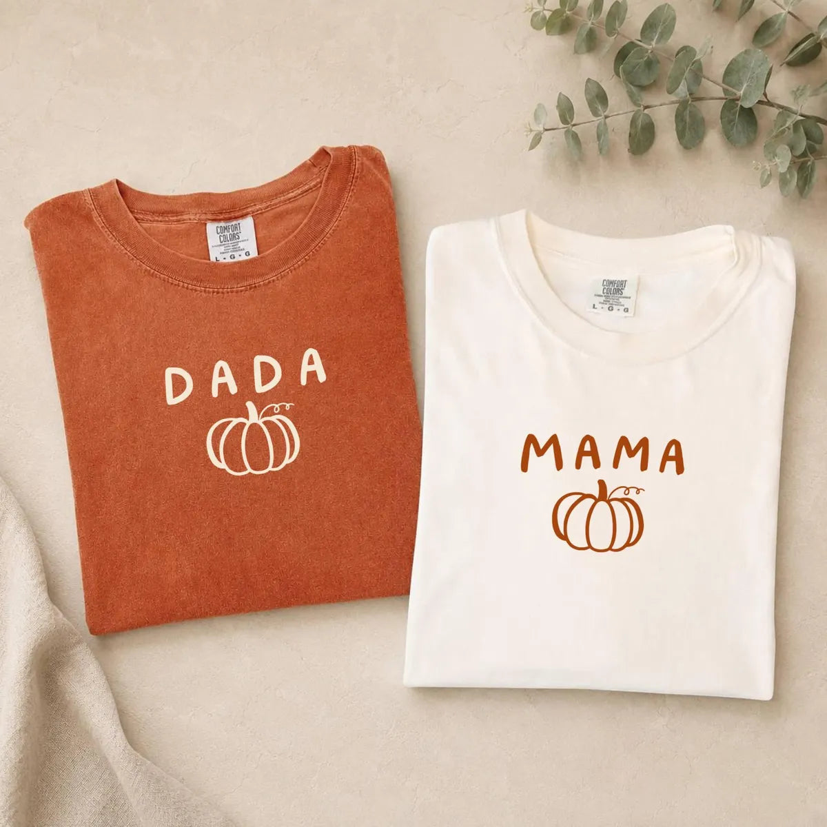 Comfort Colors T-shirt with Pumpkin Birthday Family Shirts celebration design, featured shirt mockup.