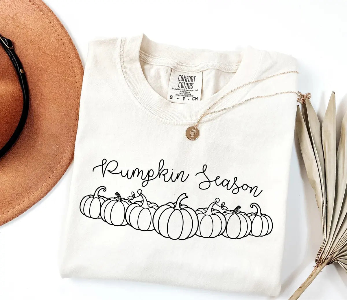 Pumpkin Season graphic Comfort Colors T-shirt, additional product photograph.