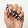 purple navy black cat eye almond press on nails galaxy nebula glitter detail 01
