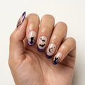 purple nude black hand painted french tip halloween almond press on nails cat bat moon lifestyle 02