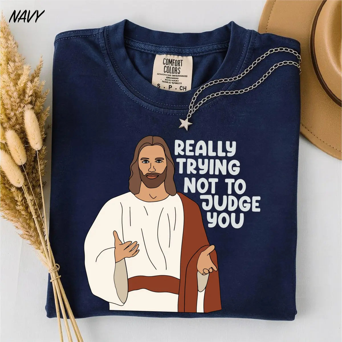 Really Trying Not To Judge You graphic Comfort Colors T-shirt, additional product photograph.