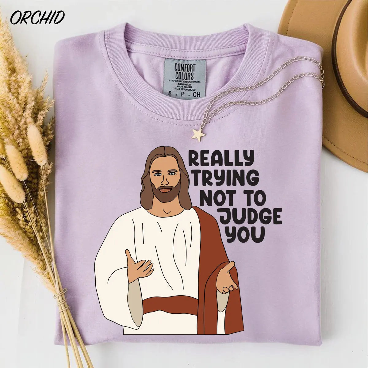 Really Trying Not To Judge You graphic Comfort Colors T-shirt, additional product photograph.