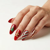 red gold 3d almond press on nails snowflake christmas tree gingerbread glitter mockup 01