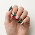 red green ivory glitter french tip christmas square short press on nails holly mockup 01
