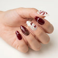 red white 3d christmas almond press on nails snowman peppermint swirl glitter lifestyle 01