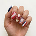 red white blue 3d ombre 4th of july almond press on nails red ribbon bow glitter flat lay 04