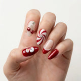 red white nude 3d christmas almond press on nails snowman peppermint pearl lifestyle 01