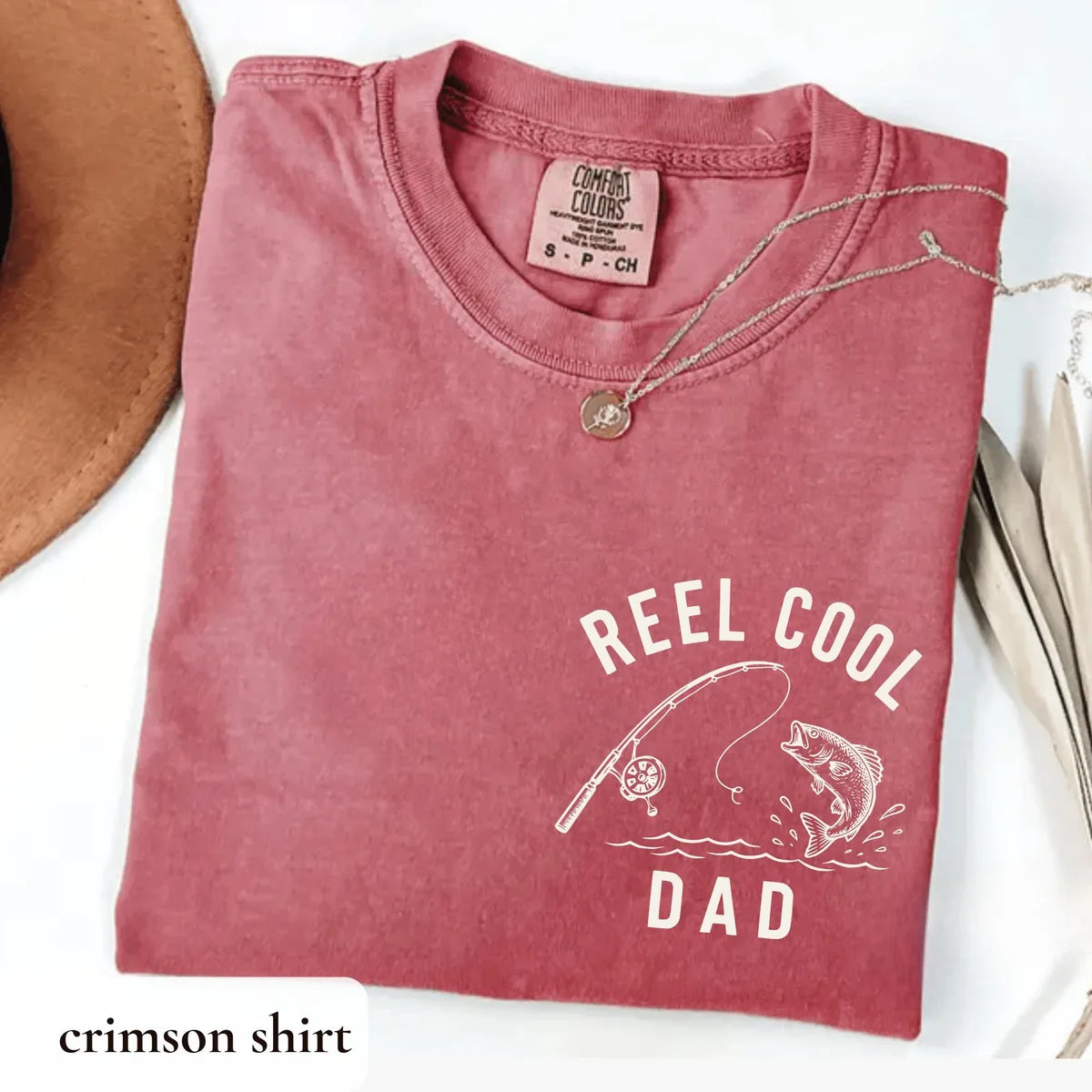 Reel Cool Dad graphic Comfort Colors T-shirt, additional product photograph.