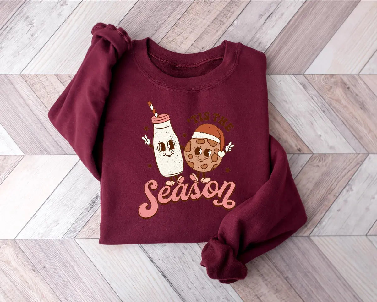 Retro Christmas Gingerbread Cookies : Cute Family Xmas Party Crewneck Sweatshirt alternate product view.
