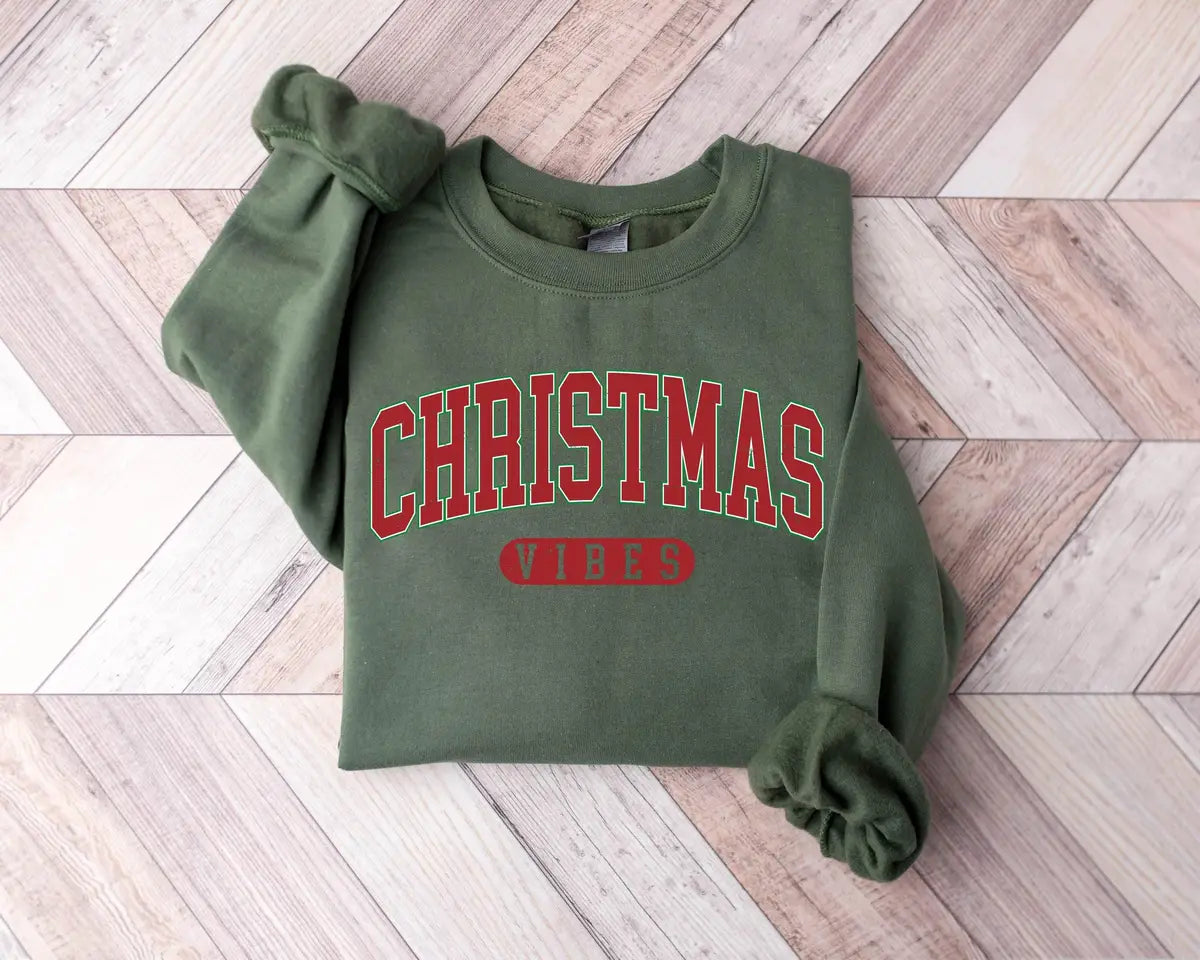 Retro Christmas Vibes Crewneck Sweatshirt alternate product view.