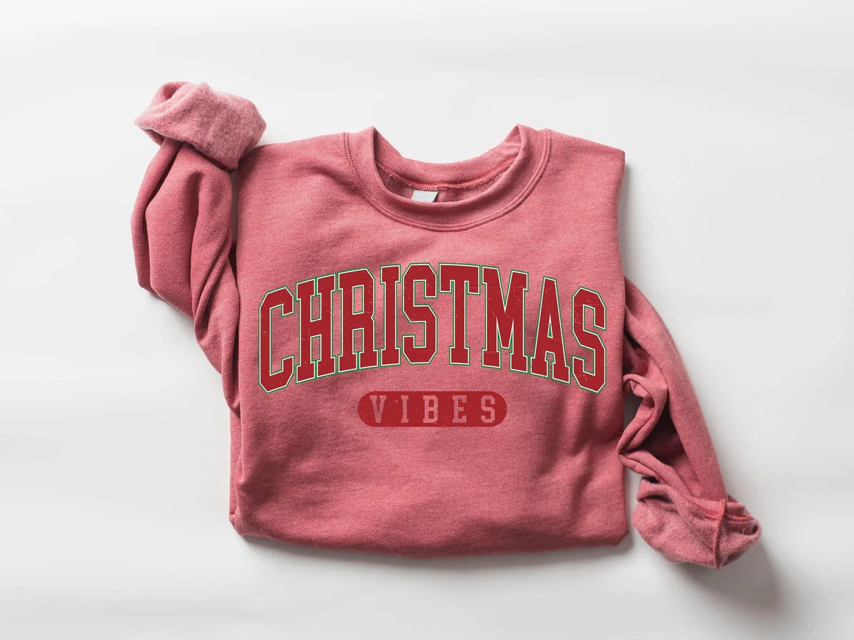Retro Christmas Vibes Crewneck Sweatshirt alternate product view.