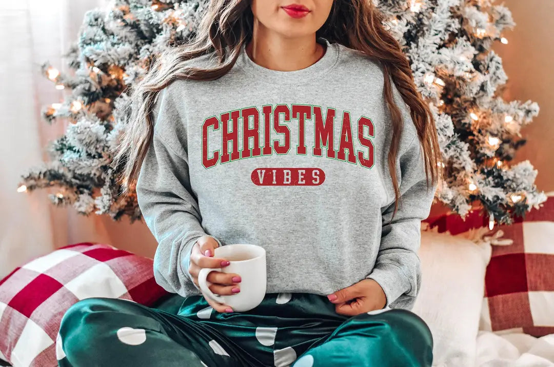 Retro Christmas Vibes Crewneck Sweatshirt alternate product view.