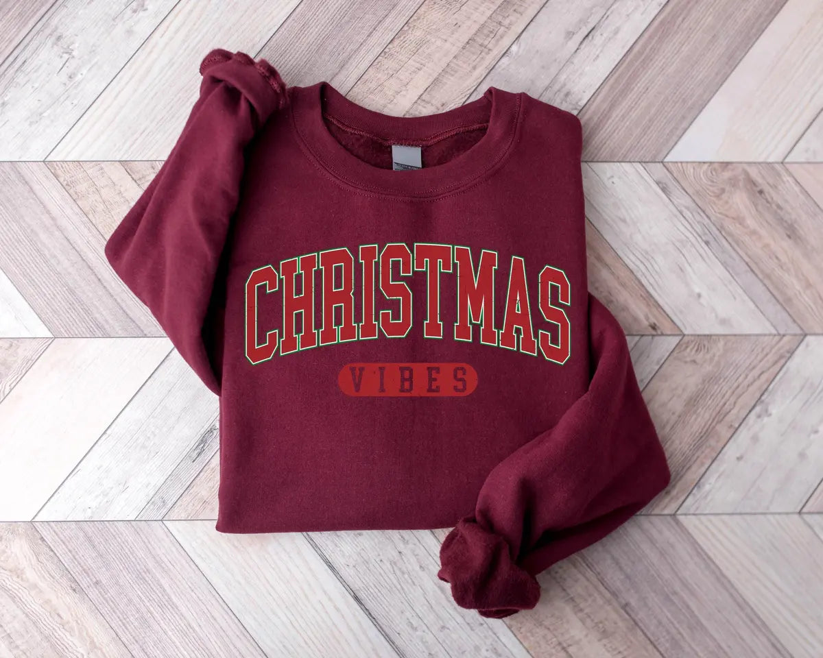 Retro Christmas Vibes Crewneck Sweatshirt alternate product view.