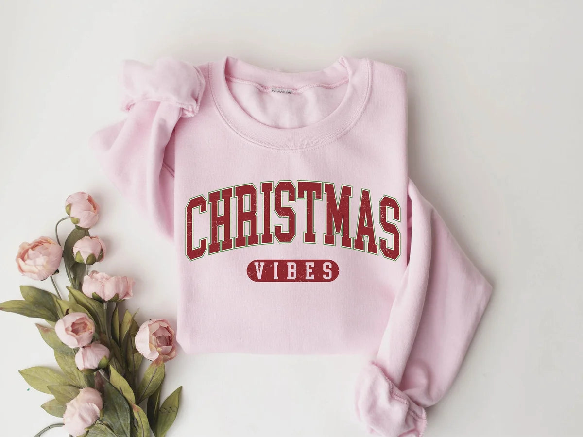 Retro Christmas Vibes Crewneck Sweatshirt alternate product view.