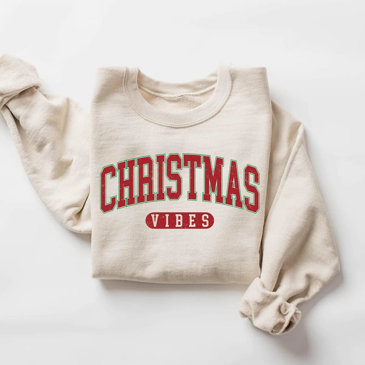 Retro Christmas Vibes Crewneck Sweatshirt hero view.