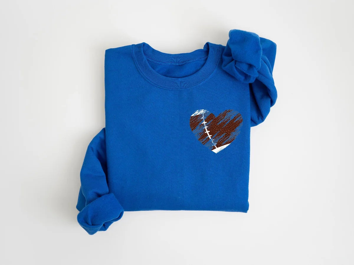 Retro Heart Football Crewneck Sweatshirt alternate product view.