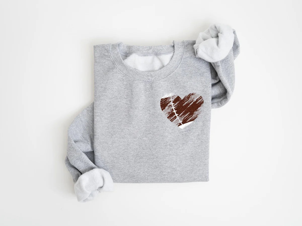 Retro Heart Football Crewneck Sweatshirt alternate product view.