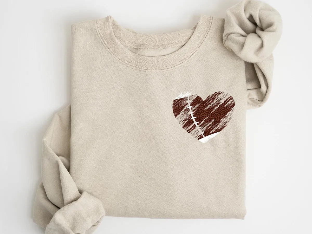 Retro Heart Football Crewneck Sweatshirt hero view.