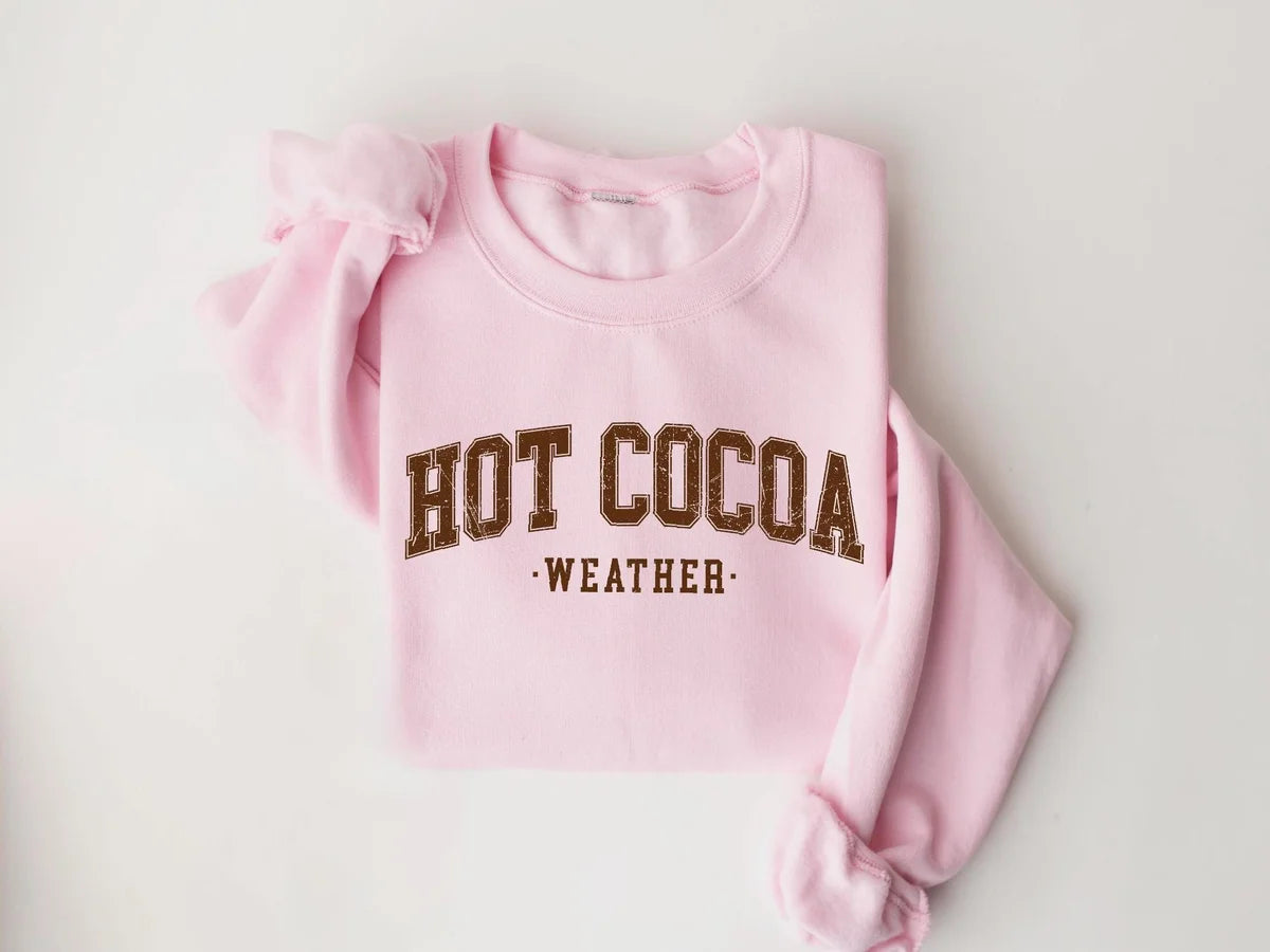 Retro Holiday Season : Hot Cocoa Crewneck Sweatshirt alternate product view.