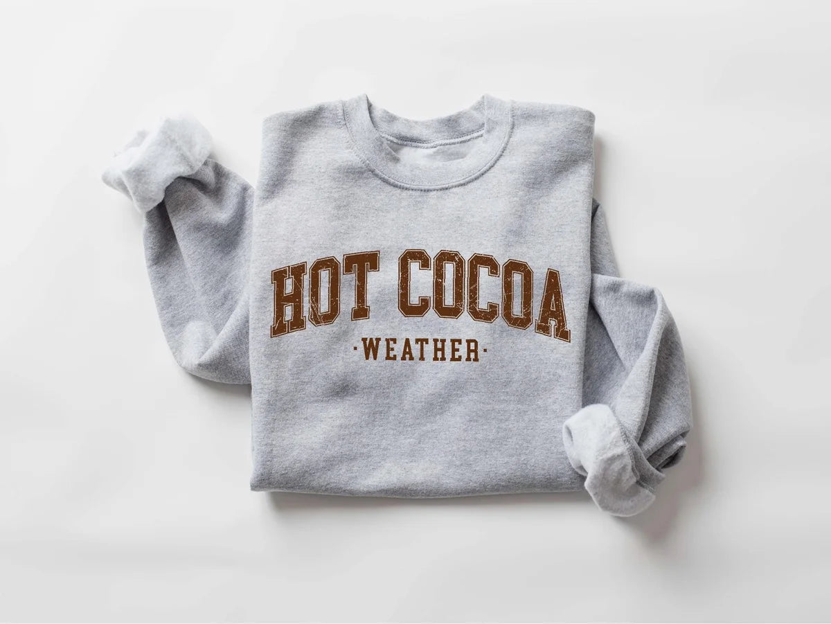 Retro Holiday Season : Hot Cocoa Crewneck Sweatshirt alternate product view.