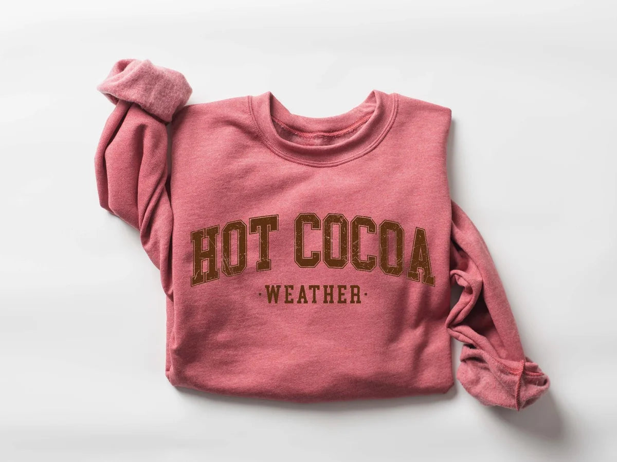 Retro Holiday Season : Hot Cocoa Crewneck Sweatshirt alternate product view.