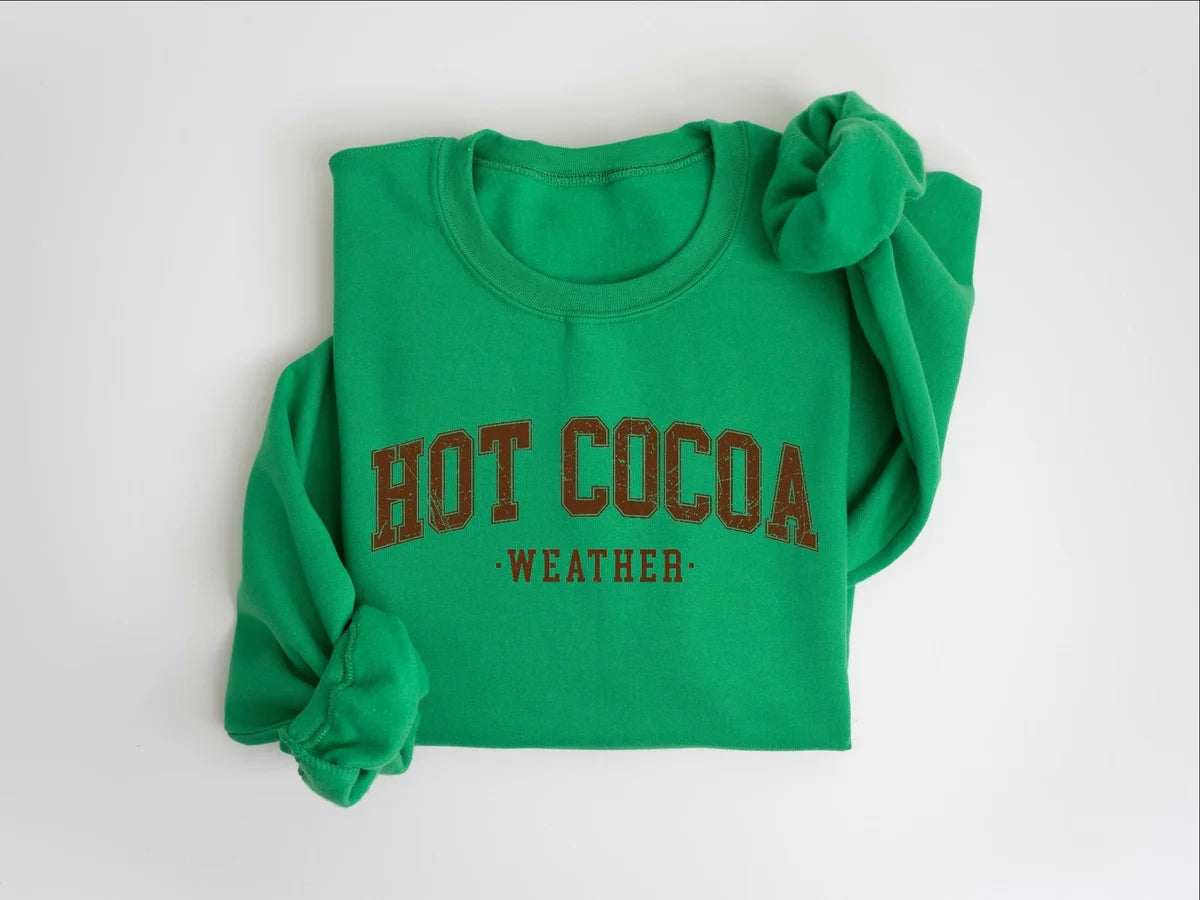 Retro Holiday Season : Hot Cocoa Crewneck Sweatshirt alternate product view.