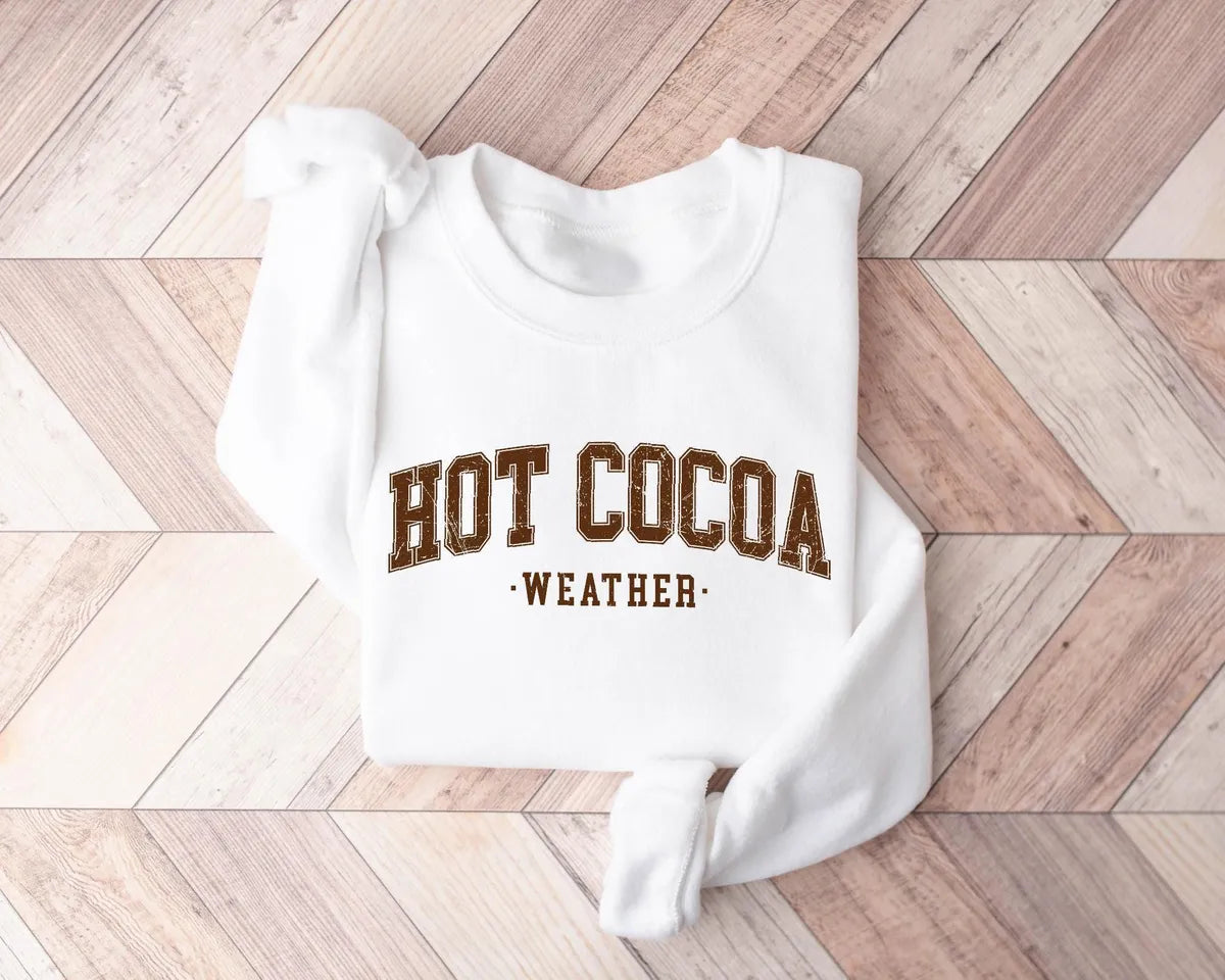 Retro Holiday Season : Hot Cocoa Crewneck Sweatshirt alternate product view.