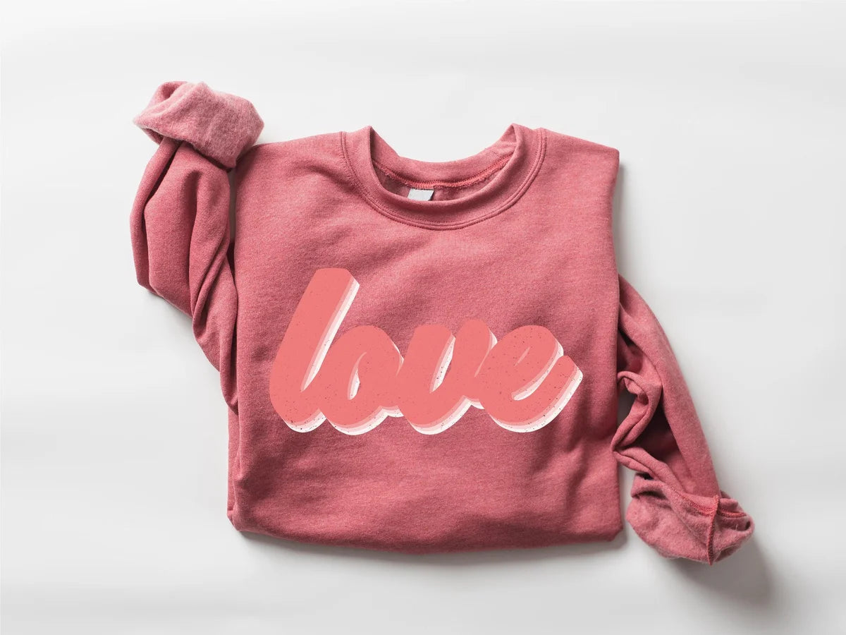 Retro Love Crewneck Sweatshirt alternate product view.