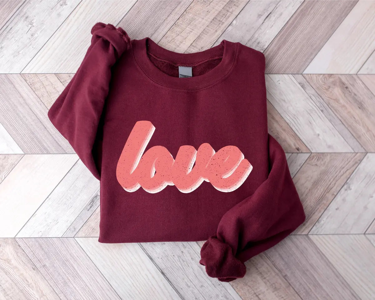 Retro Love Crewneck Sweatshirt alternate product view.