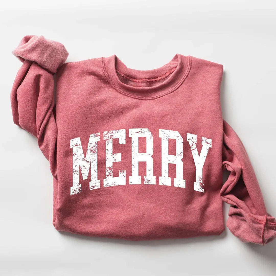 Retro Merry Crewneck Sweatshirt hero view.