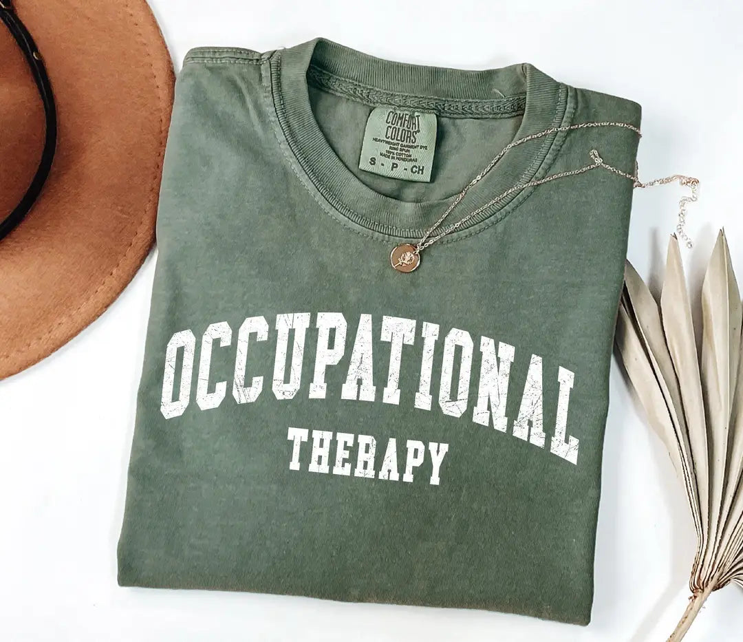 Retro Occupational Therapy graphic Comfort Colors T-shirt, additional product photograph.