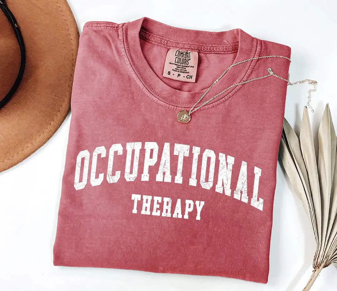 Retro Occupational Therapy graphic Comfort Colors T-shirt, additional product photograph.