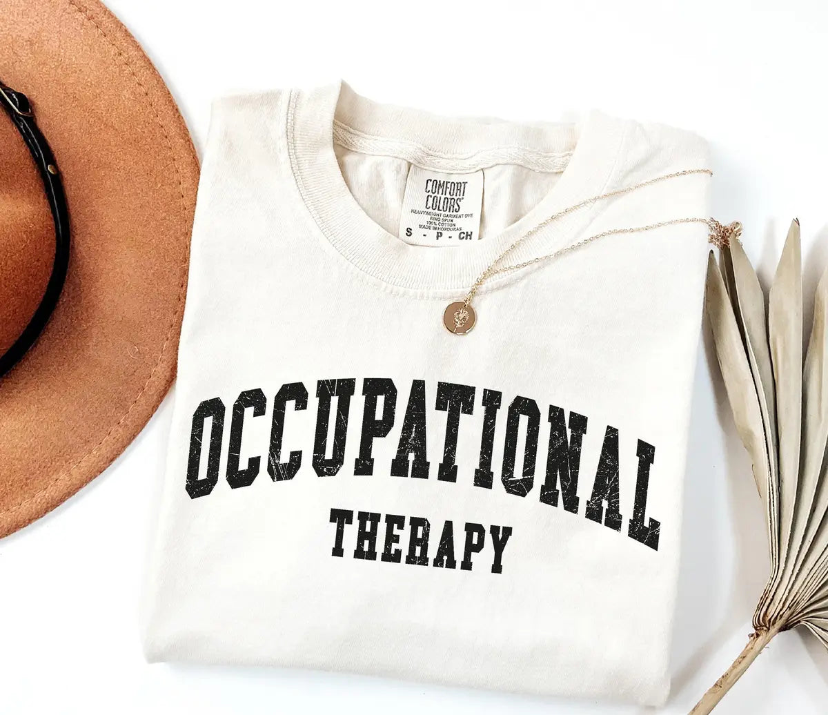 Retro Occupational Therapy graphic Comfort Colors T-shirt, additional product photograph.