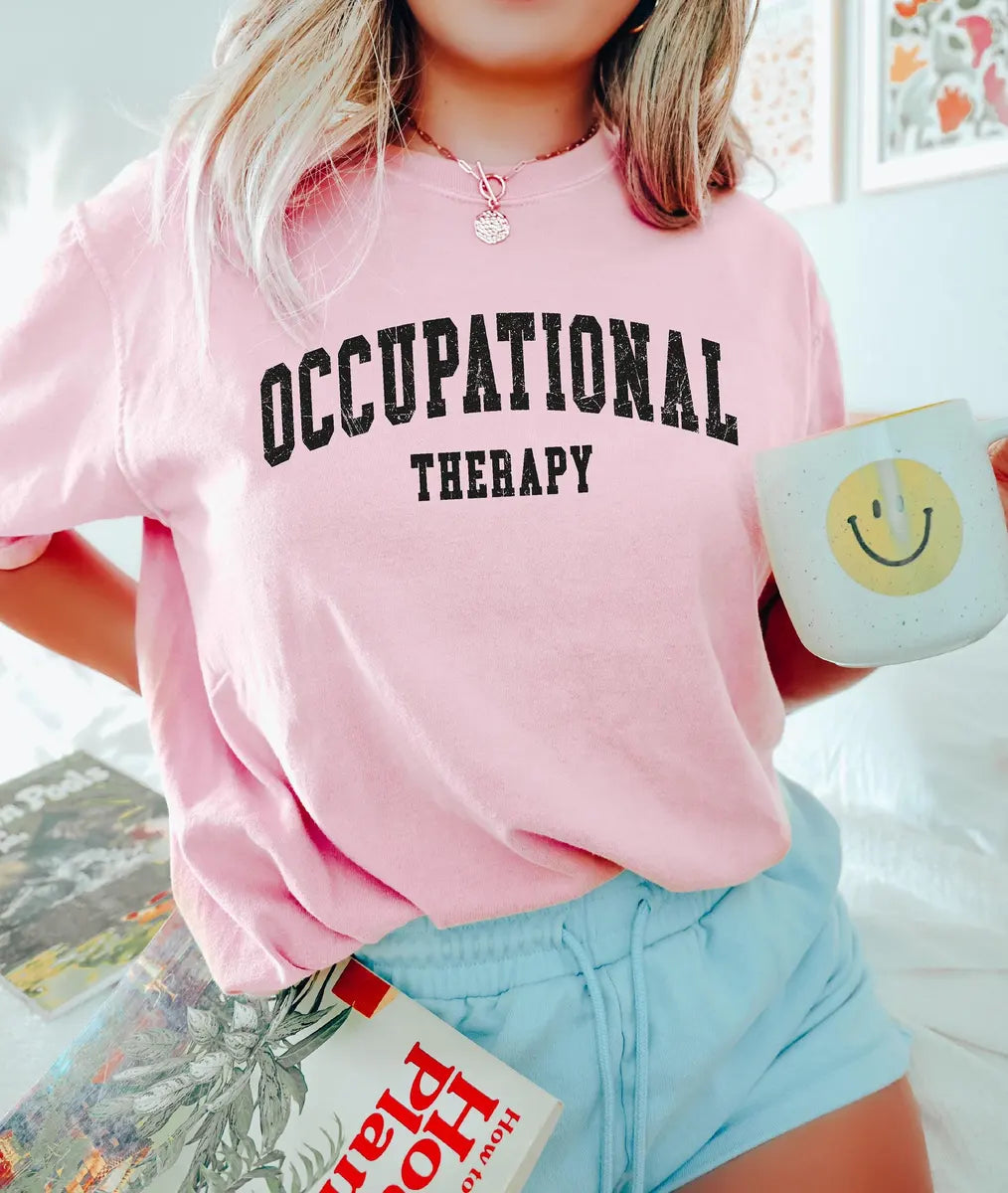 Retro Occupational Therapy graphic Comfort Colors T-shirt, additional product photograph.