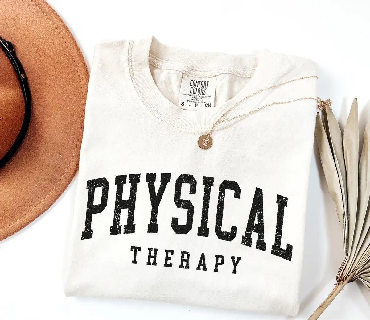 Retro Physical Therapy graphic Comfort Colors T-shirt, additional product photograph.