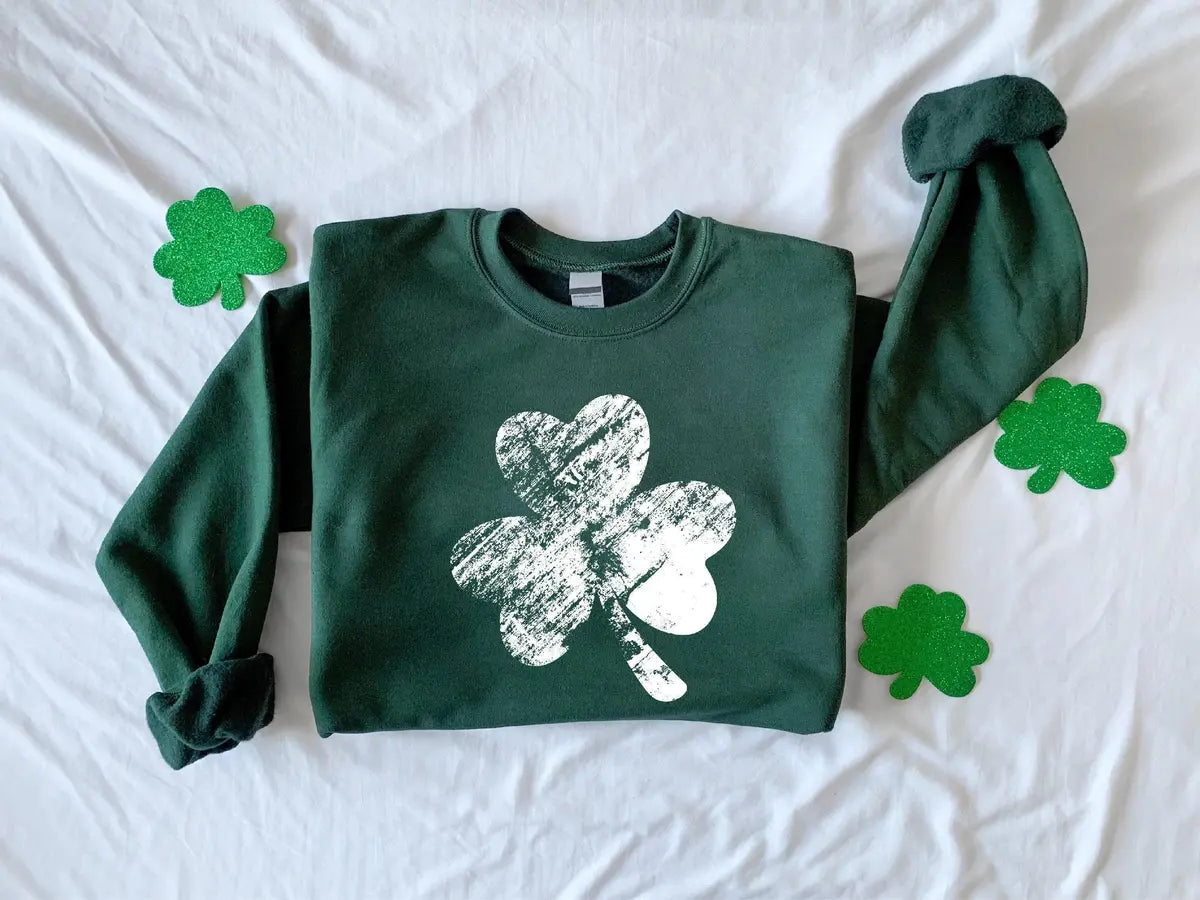 Retro Shamrock Crewneck Sweatshirt alternate product view.
