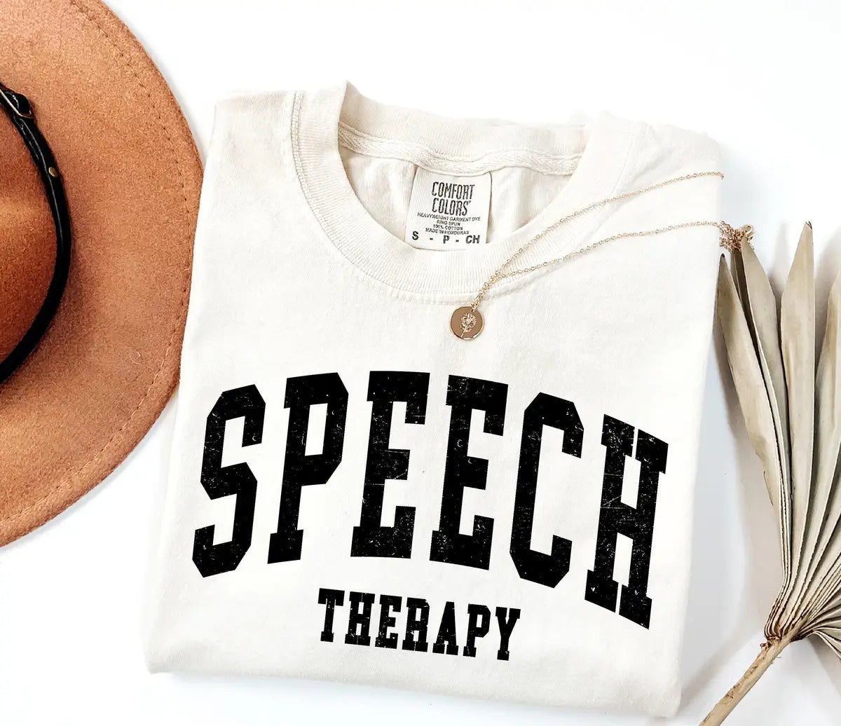 Retro Speech Therapy graphic Comfort Colors T-shirt, additional product photograph.