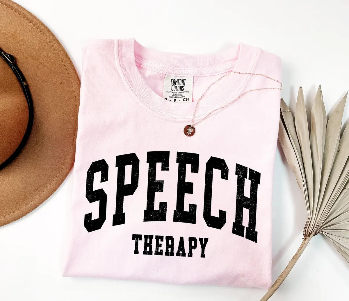 Retro Speech Therapy graphic Comfort Colors T-shirt, additional product photograph.