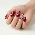 ruby red 3d cat eye almond press on nails flower pearl lifestyle 03