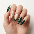 sage green nude french tip almond press on nails polka dot line detail 03