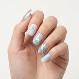 sky blue milky white 3d cat eye christmas oval press on nails polar bear snowman glitter lifestyle 02