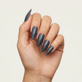 slate grey hand painted almond press on nails silver stripe lifestyle 02